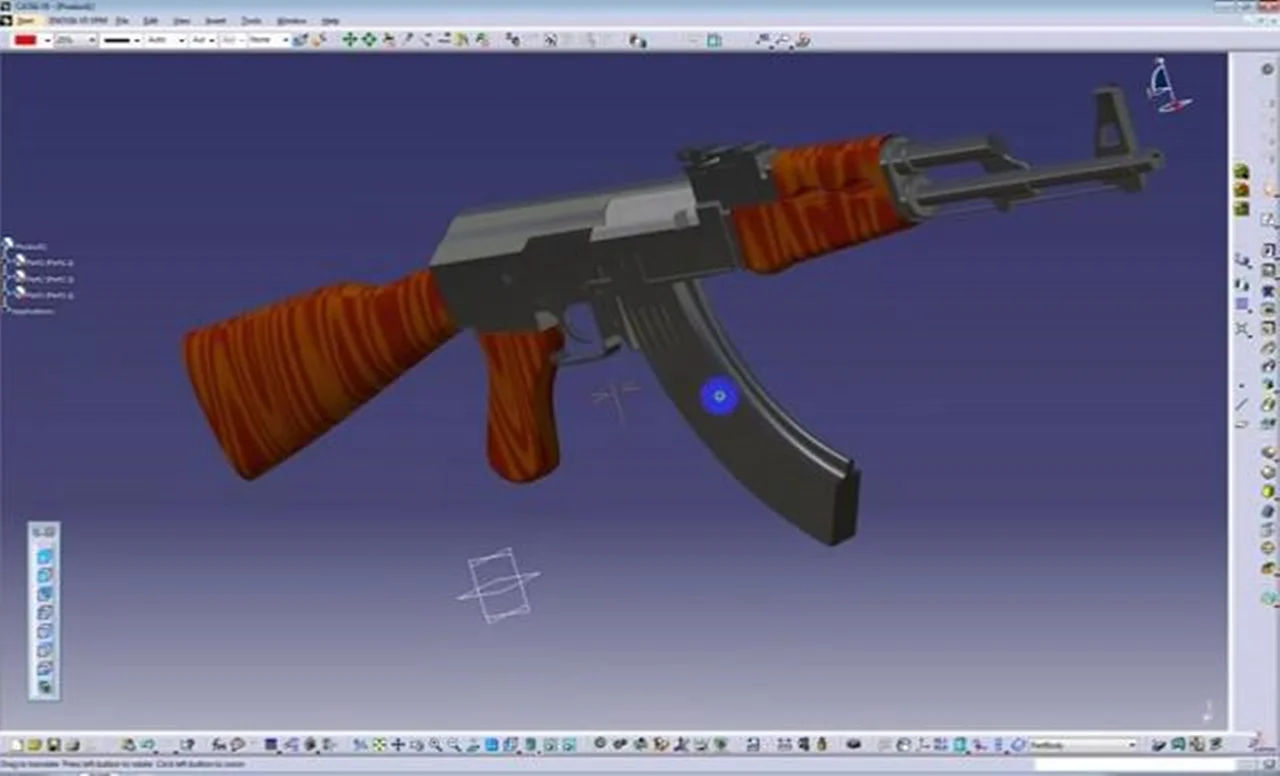 آموزش کتیا، طراحی و مدلسازی اسلحه کلاشنیکف AK 47 در محیط Generative Shape Design نرم افزار CATIA