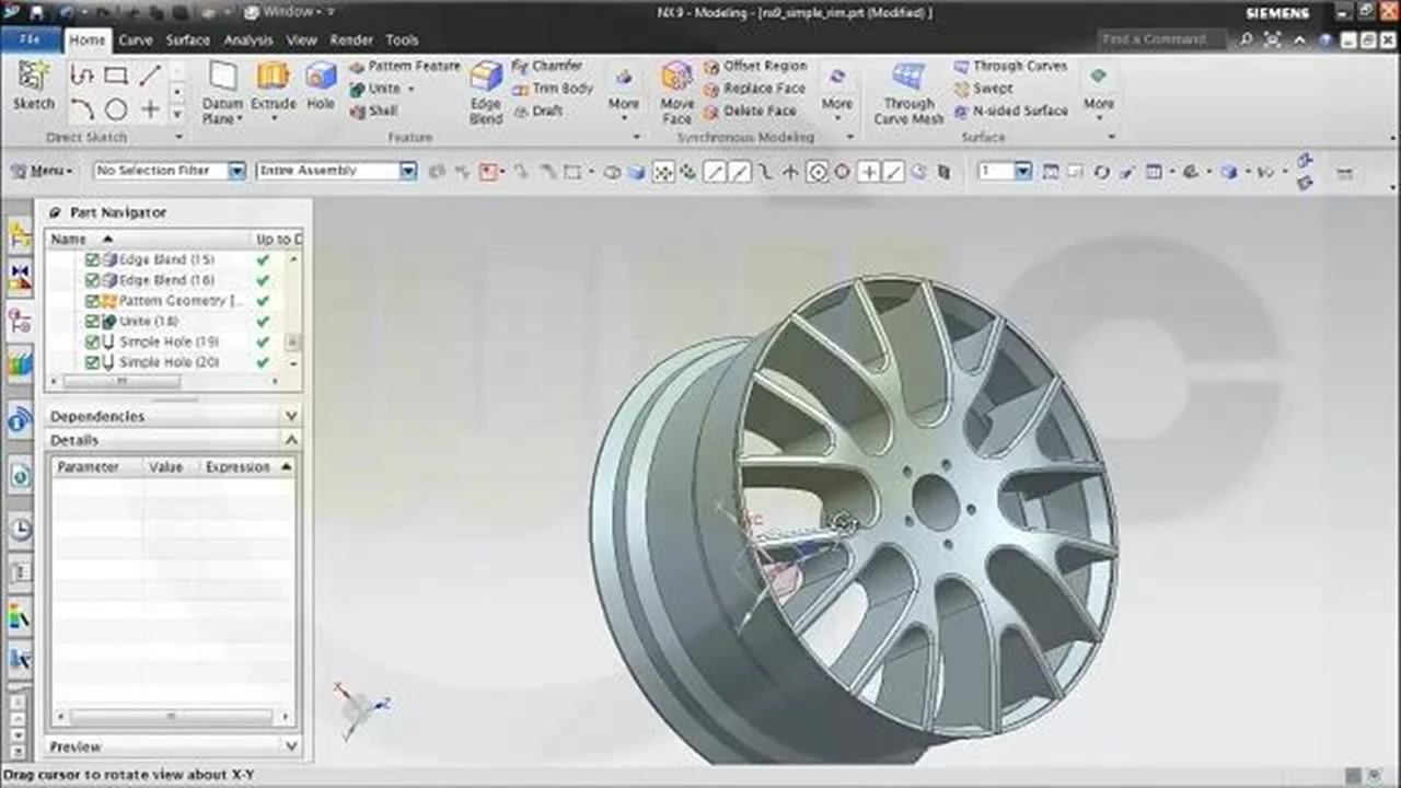 آموزش ان ایکس، طراحی و مدلسازی رینگ چرخ خودرو (Wheel Rims) در نرم افزار NX Unigraphics