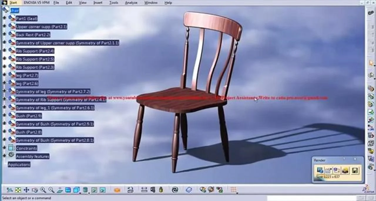 مدل سازی و مونتاژ صندلی در CATIA