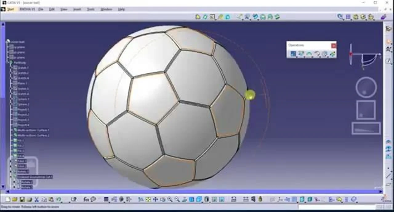آموزش کتیا، طراحی و مدلسازی توپ (Ball) در محیط Generative Shape Design نرم افزار CATIA