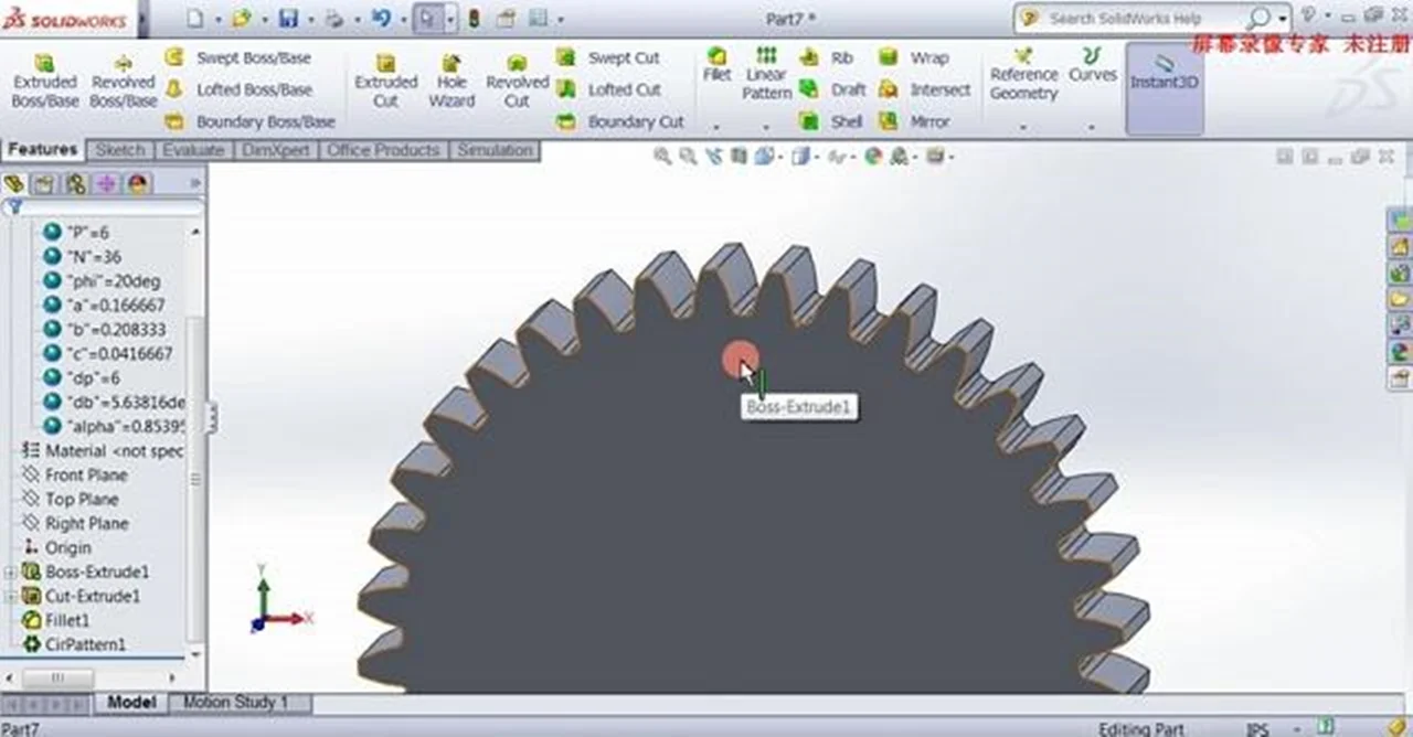 طراحی و مدلسازی چرخدنده ساده اینولوتی (Involute Spur Gear) با استفاده از Equation Driven در نرم افزار SolidWorks