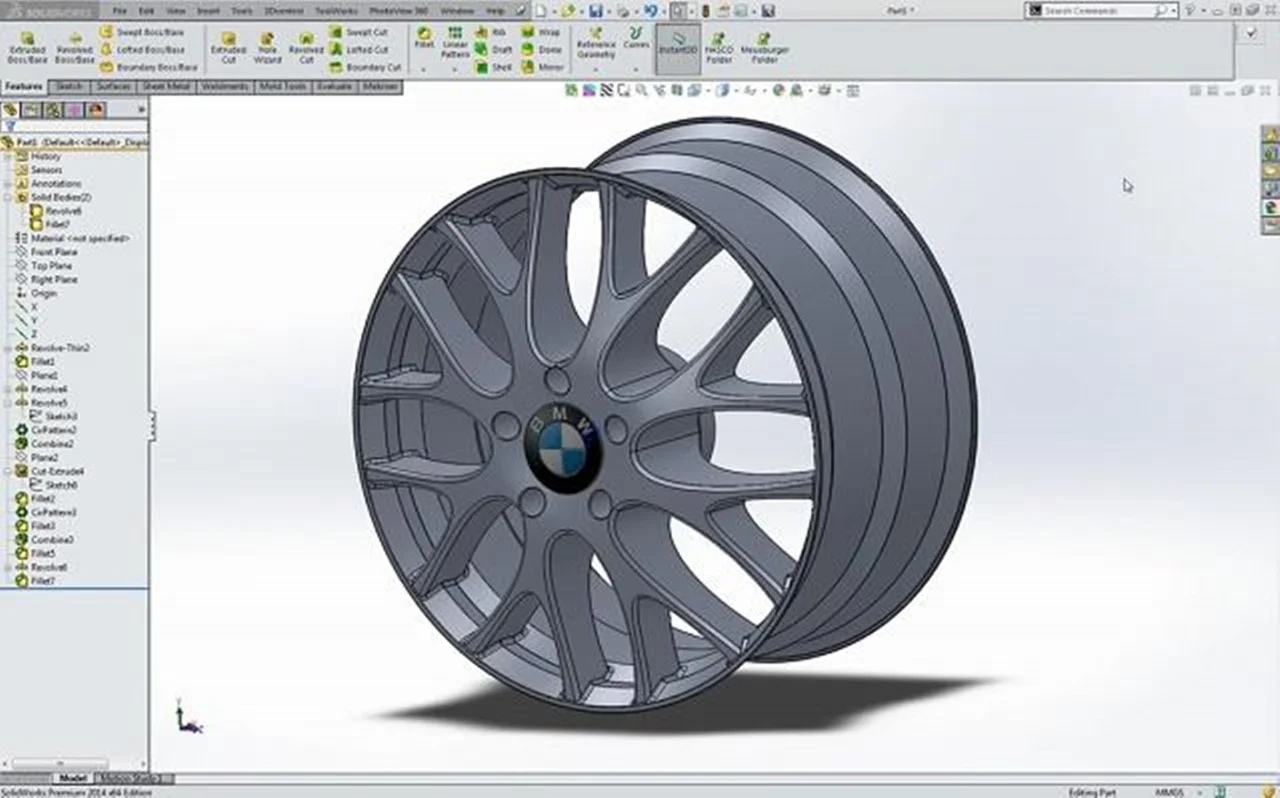 مدل سازی رینگ چرخ خودرو در SolidWorks