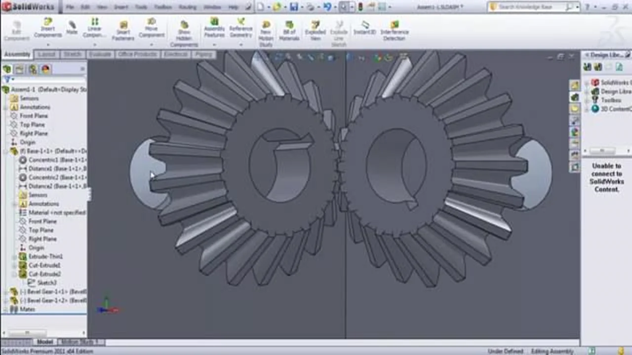 مدل سازی مونتاژ و شبیه سازی چرخ دنده مخروطی در SolidWorks