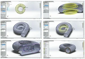 طراحی و مدلسازی پوسته حلزونی و پره های داخل توربین در نرم افزار سالیدورکس