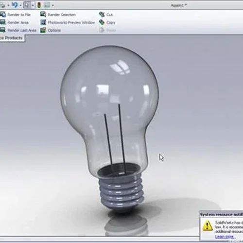 طراحی و مدلسازی لامپ رشته ای در نرم افزار سالیدورکس